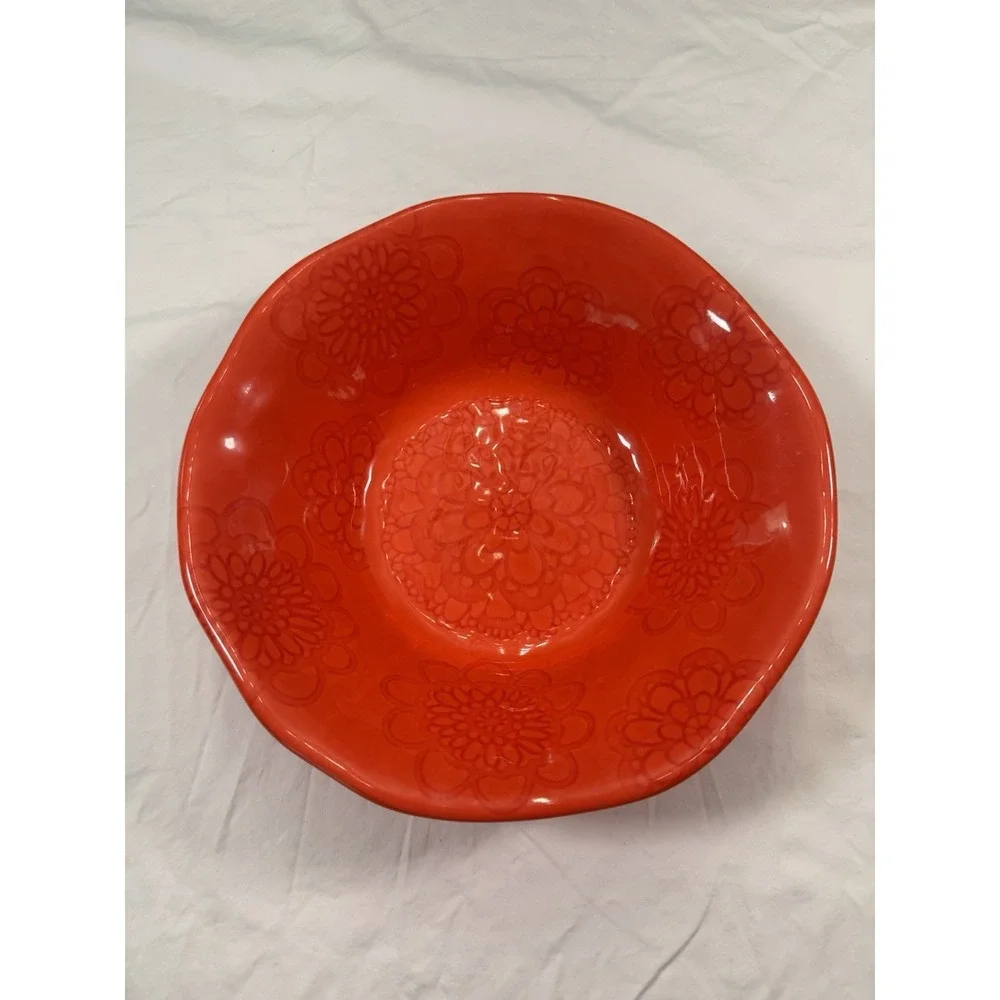 12 In Red Melamine Bowl For Decoration Or‎ Parties Dishwasher Safe Flower Design